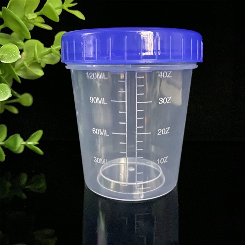 120ml plastic pp lab measuring cup with lid , 4OZ cup with scale and cap