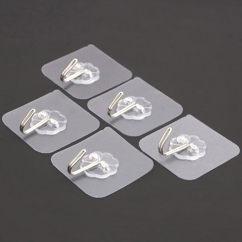 6cm Transparent Square Plastic Wall Hanging Hook for Clothes Wall clothing Hanger None-slip Wall Hook