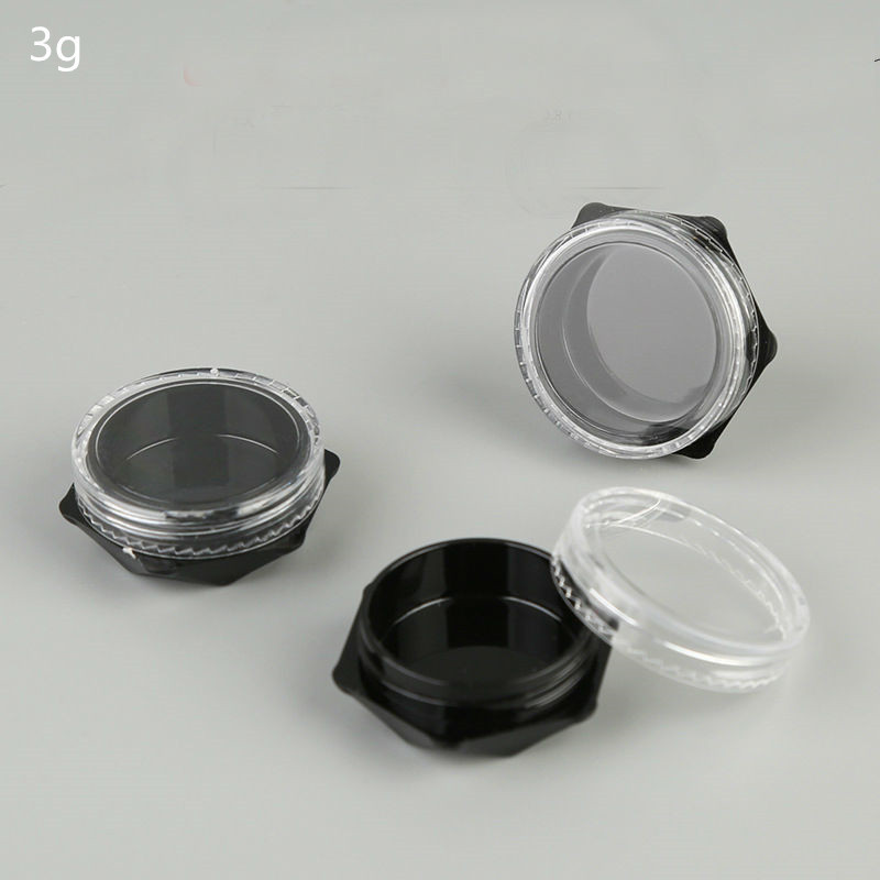 3g PS plastic Hexagonal facial cream jar, black bottom Polygon eye cream jar,star shape  eye shadow jar