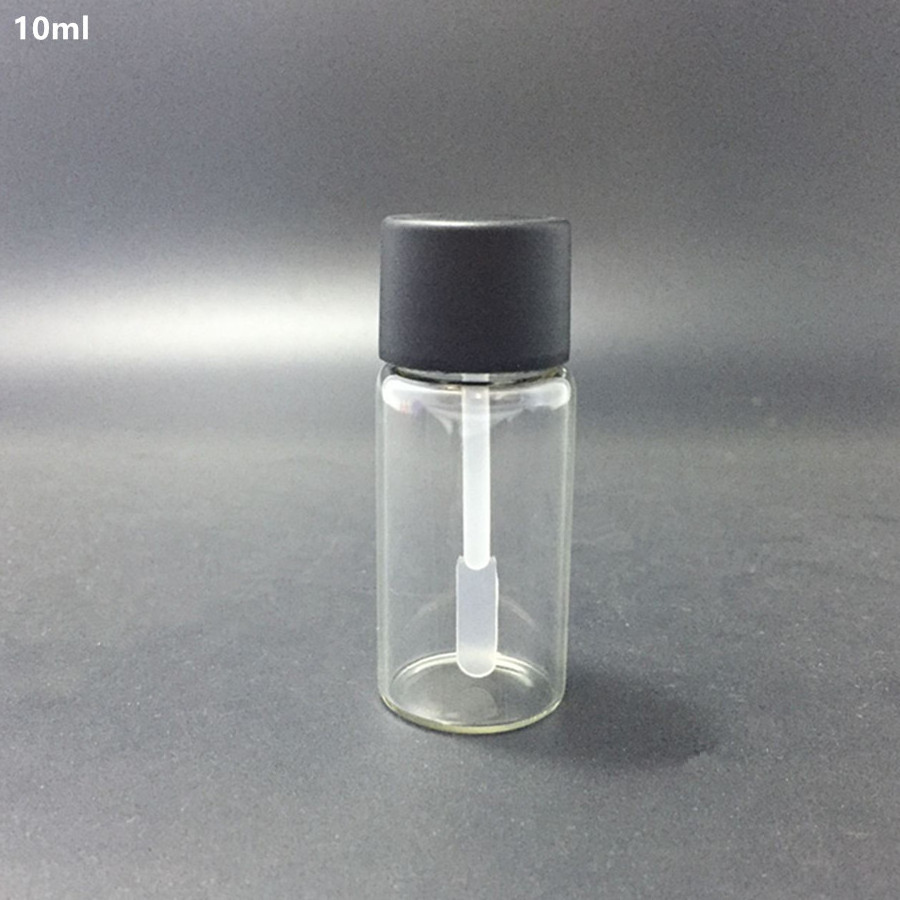 10ml clear essential oil tube glass bottle with spatula cap, 10ml glue vial with flat bar lid