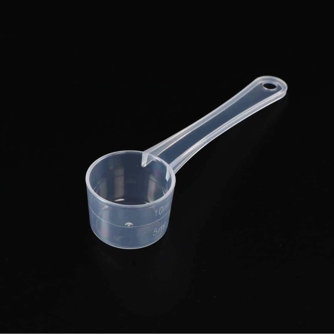 5g 10ml 10cc plastic measuring spoon with measuring marking flat bottom, good quality PP scoop with scale