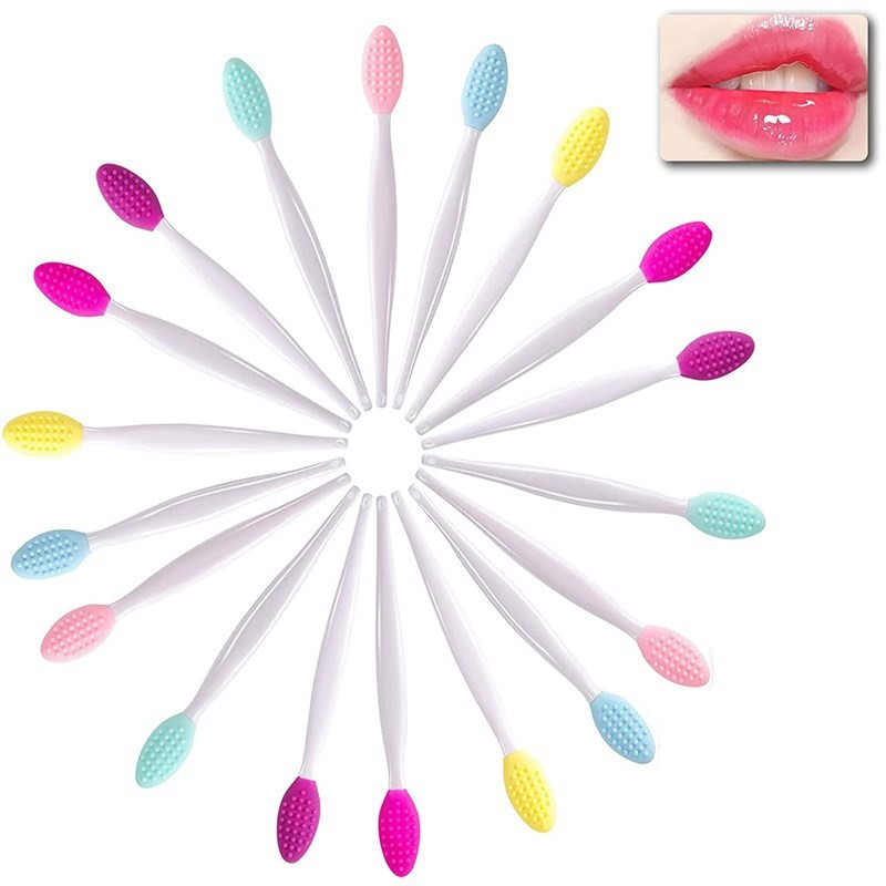 15cm long handle plastic silicone lip balm brush cleaning brush facial nose blackhead removal tool with opp bag