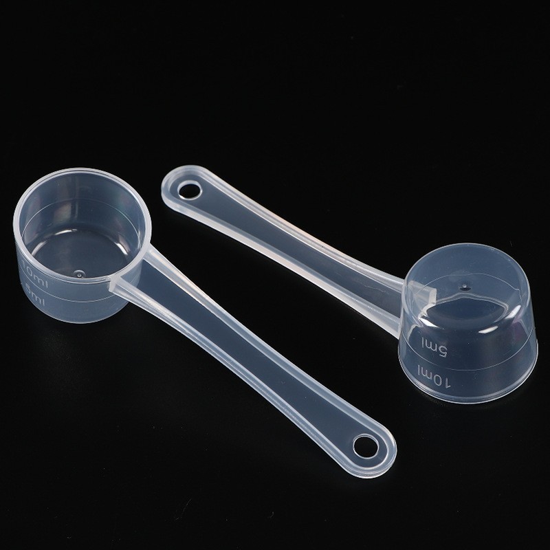 5g 10ml 10cc plastic measuring spoon with measuring marking flat bottom, good quality PP scoop with scale