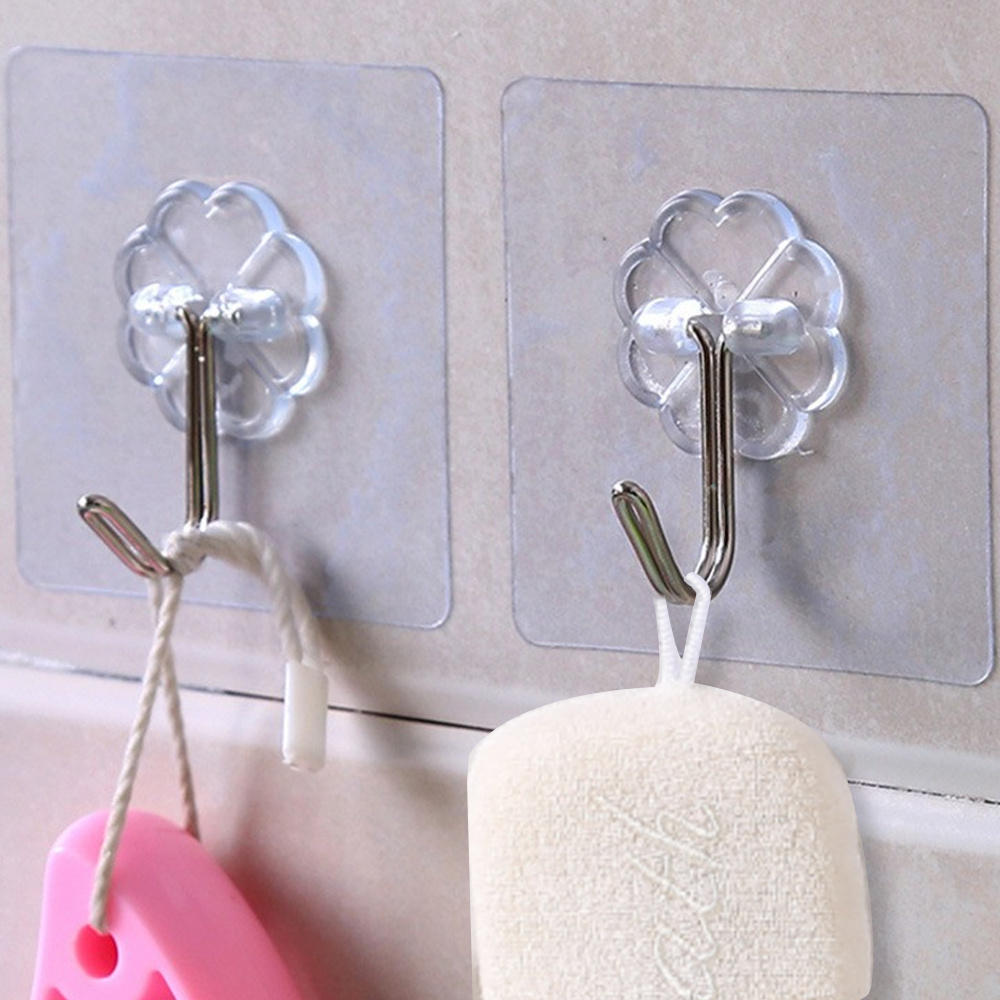 Transparent Square Plastic Wall Hanging Hook for Clothes Wall clothing Hanger None-slip Wall Hook