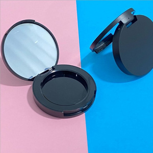 40mm Empty Black Plastic Cosmetic Case For Eye Shadow Cartridge Lipstick Plate Blush Packaging  Powder Case With Mirror