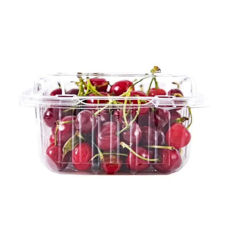 Customized clamshell fruit cherry strawberry blueberry container transparent disposable plastic PET punnets with lid