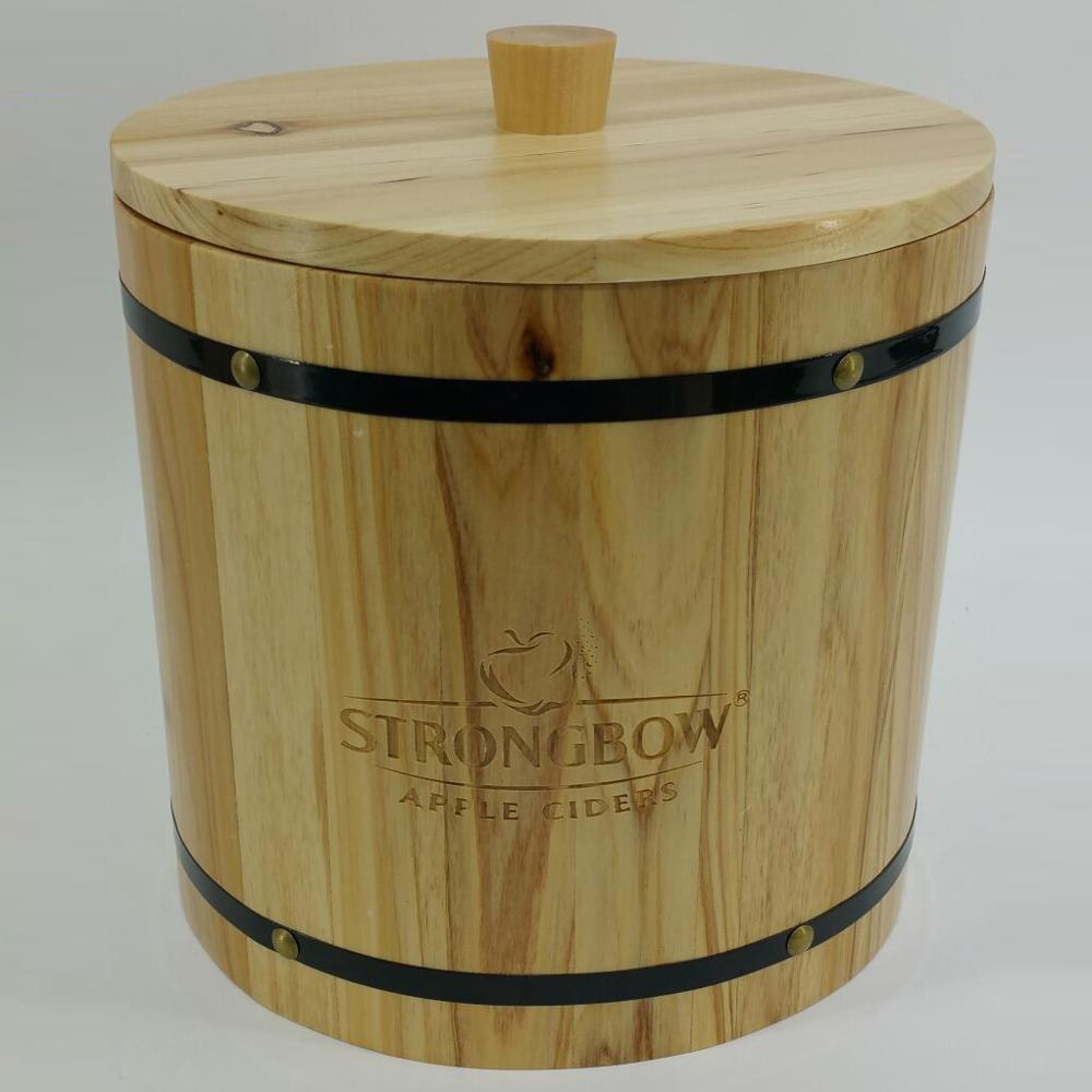 wholesale party beverage beer wine wooden ice bucket with wooden lid