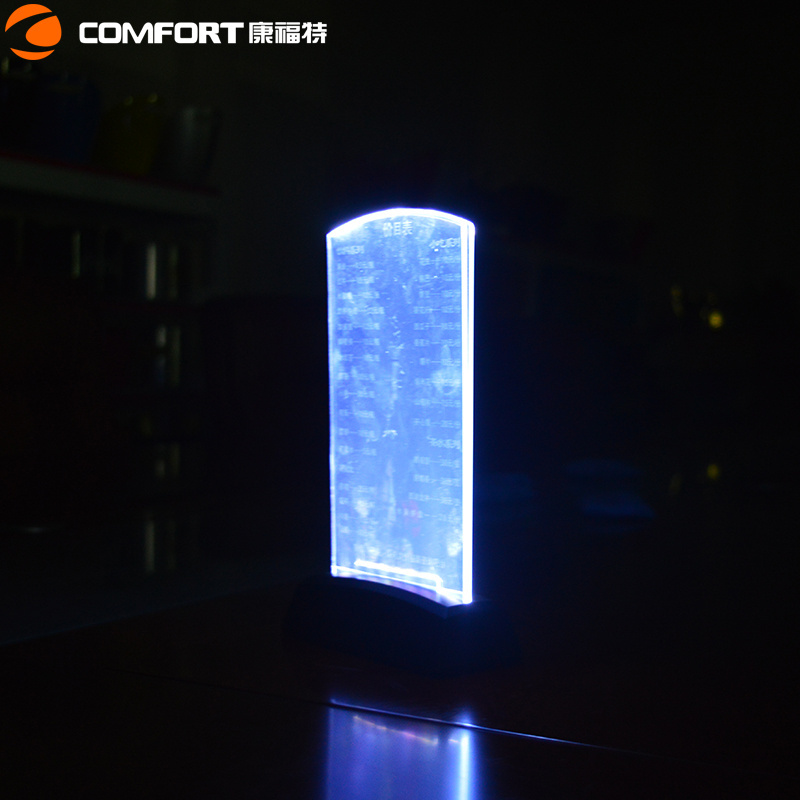 Hot Sell Table Top ABS acrylic plastic rechargeable led table tent menu covers display for restaurant