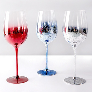 Super hot blue and rose gold champagne flutes cocktail martini decanter stemless tumbler glasses red wine glass