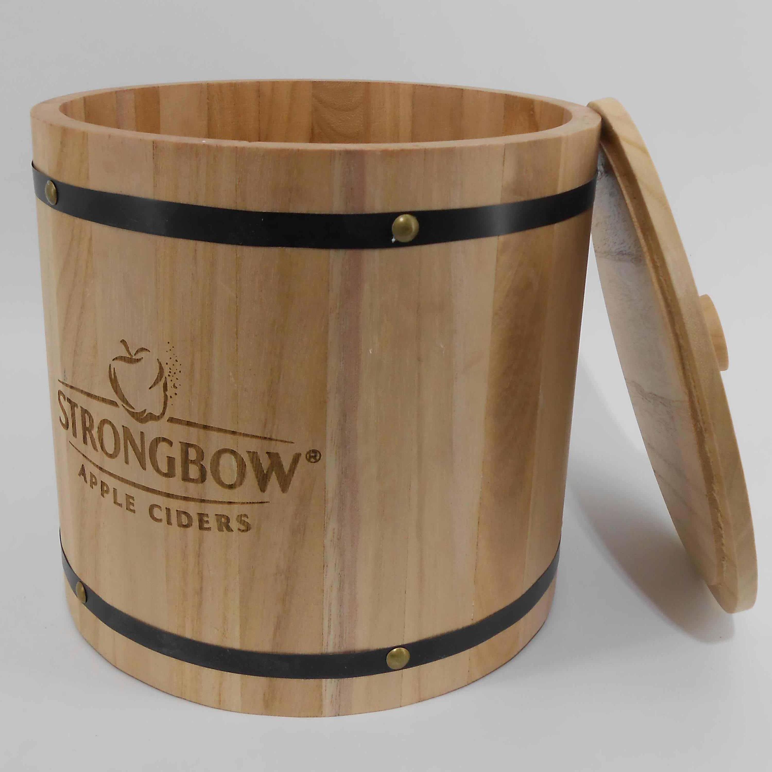 wholesale party beverage beer wine wooden ice bucket with wooden lid