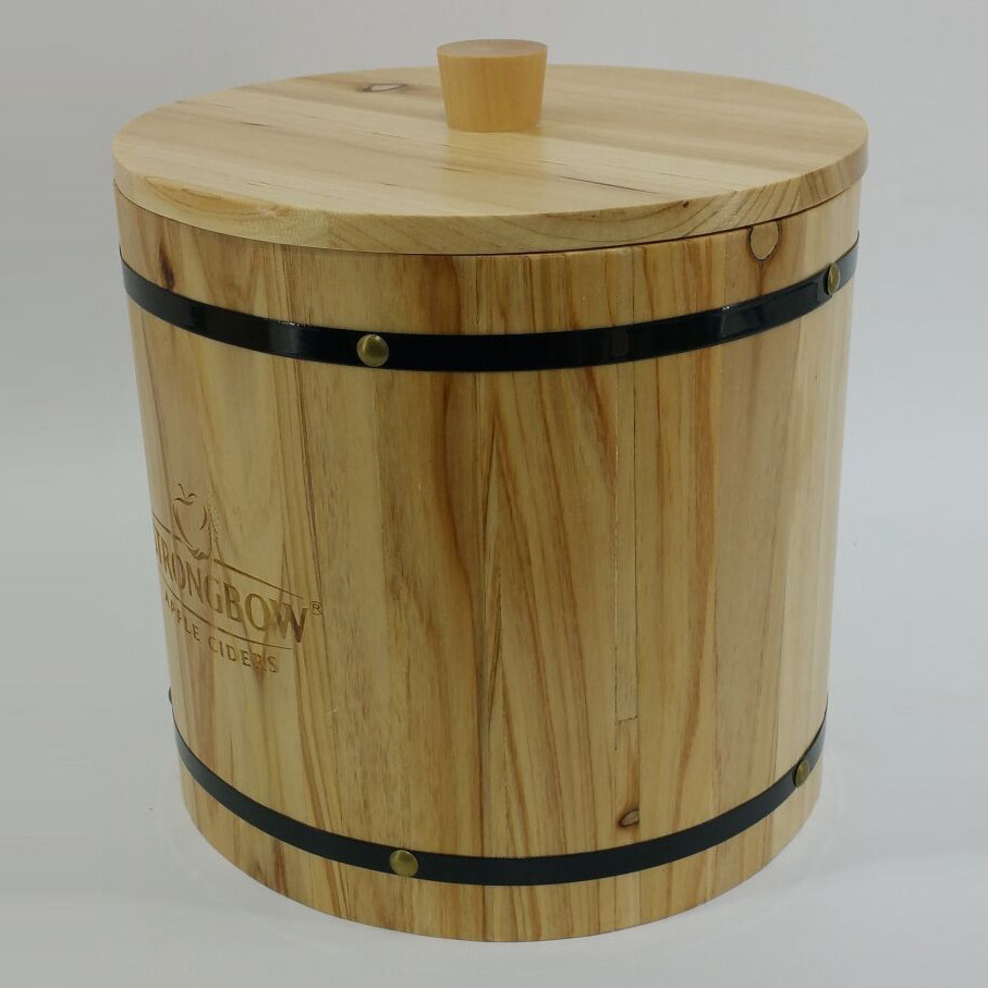 wholesale party beverage beer wine wooden ice bucket with wooden lid