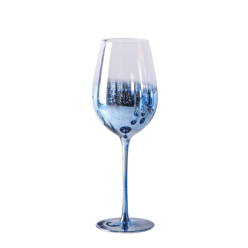 Super hot blue and rose gold champagne flutes cocktail martini decanter stemless tumbler glasses red wine glass