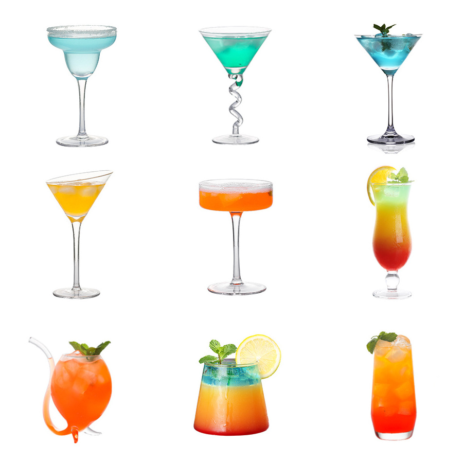 9 Ounce V-Shape Straight-stemmed Classic Clear Cocktail Glasses for Engagement Party, Work Gatherings, Housewarming