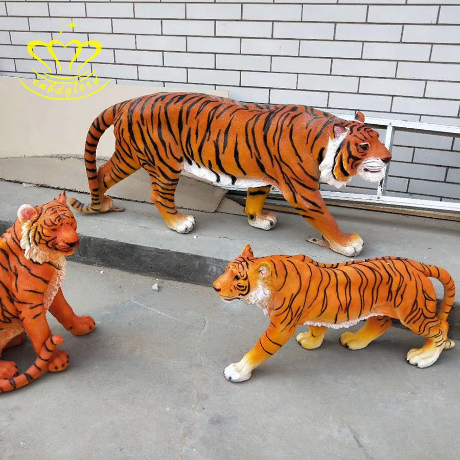 Custom child amusement park garden Street Landscape Decoration Design High Quality Life Size Fiberglass Tiger Statue