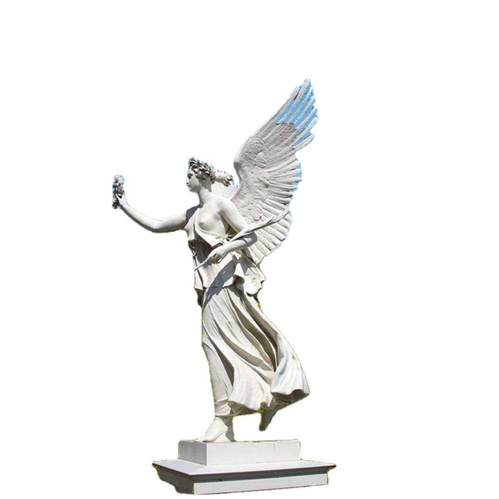 Outdoor garden Street Landscape Design ornament stone art Sculpture Marble Victory Goddess Statue