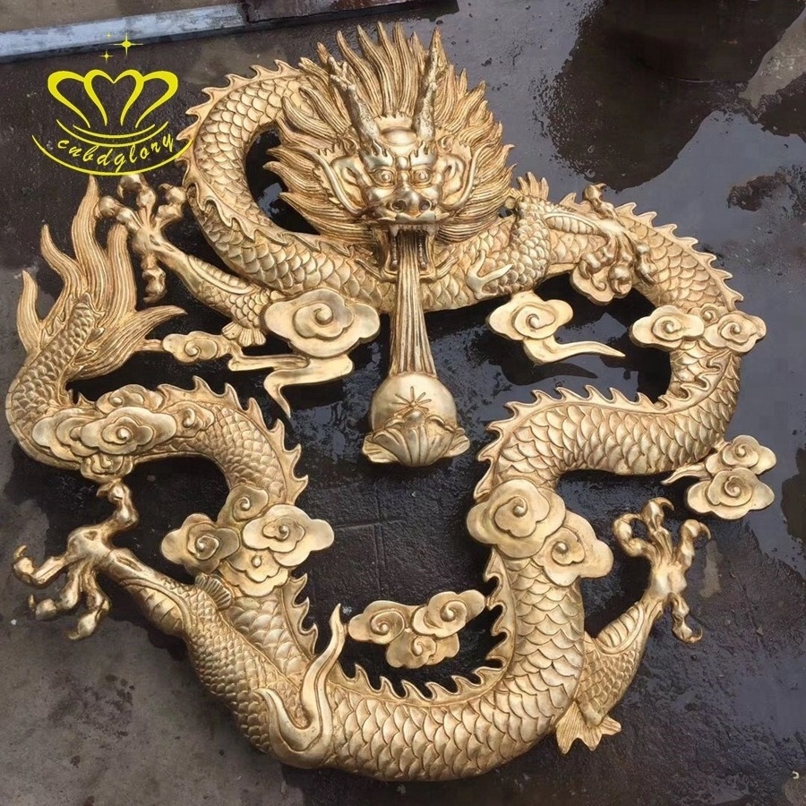 Outdoor garden water feature ornament Metal Crafts Sculpture wall art hanging Bronze Dragon statue