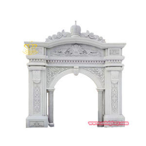 Hot Sale Living Room decoration mantel design Natural Stone art sculpture Marble Wall Surround Fireplace