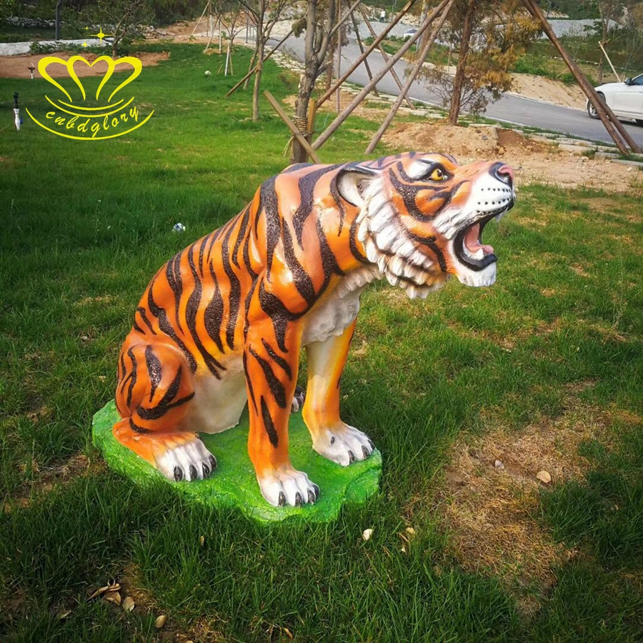 Custom child amusement park garden Street Landscape Decoration Design High Quality Life Size Fiberglass Tiger Statue