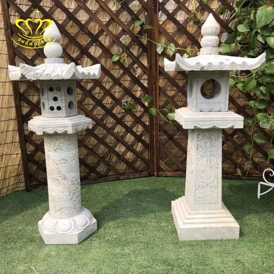 High Quality garden outdoor stone Sculpture ornaments lamp Granite Lantern