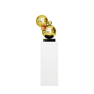 Hotel living room Office Desk decoration design Metal crafts art Sculpture Marble Base Stainless Steel Golden Sphere