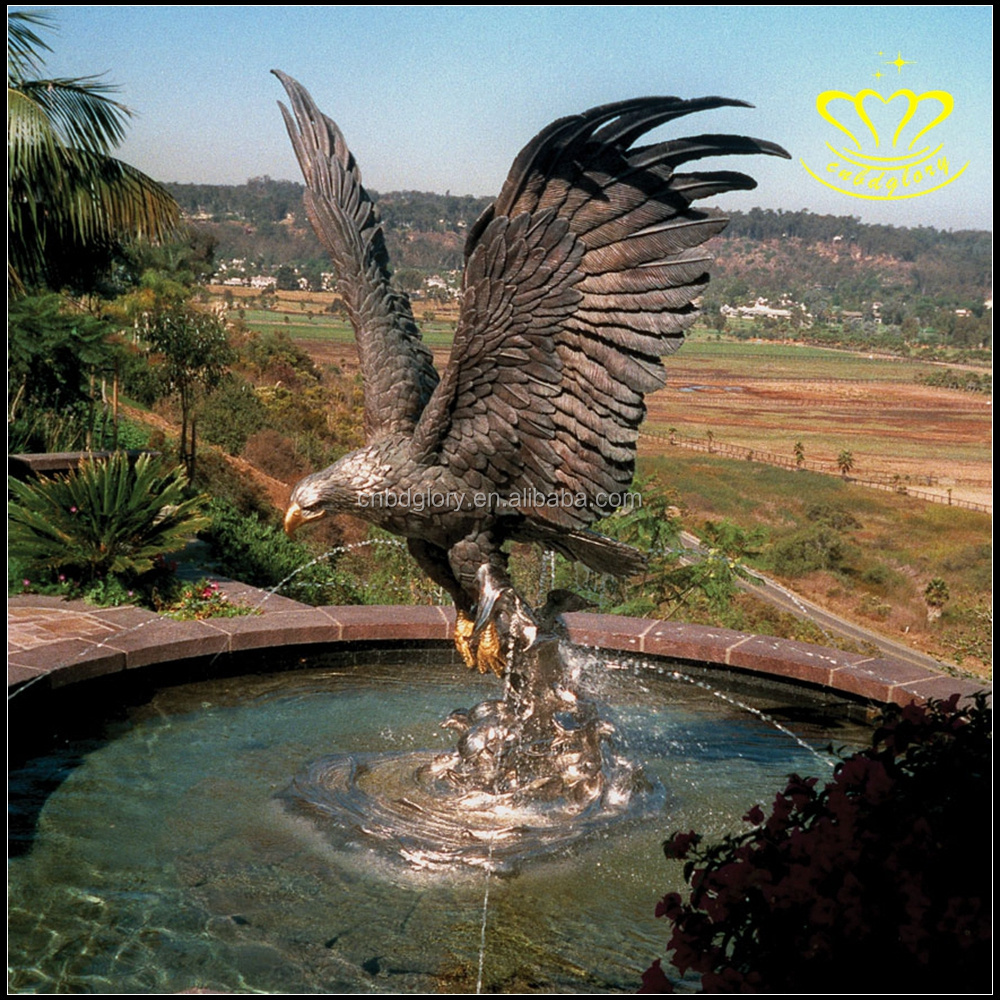 Outdoor Garden water feature Decor Sculpture Hot Sale metal art Bronze Eagle statues