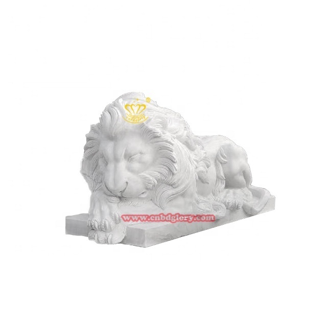 Outdoor Hotel Villa garden Street Landscape decoration Design stone art Sculpture Hand Carved marble Sleeping Lion Statue