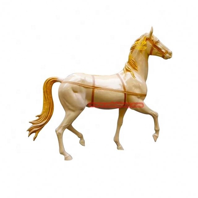 Garden Landscape Design art Sculpture Recreation Facilities carousel Fiberglass Gold Horse Statue