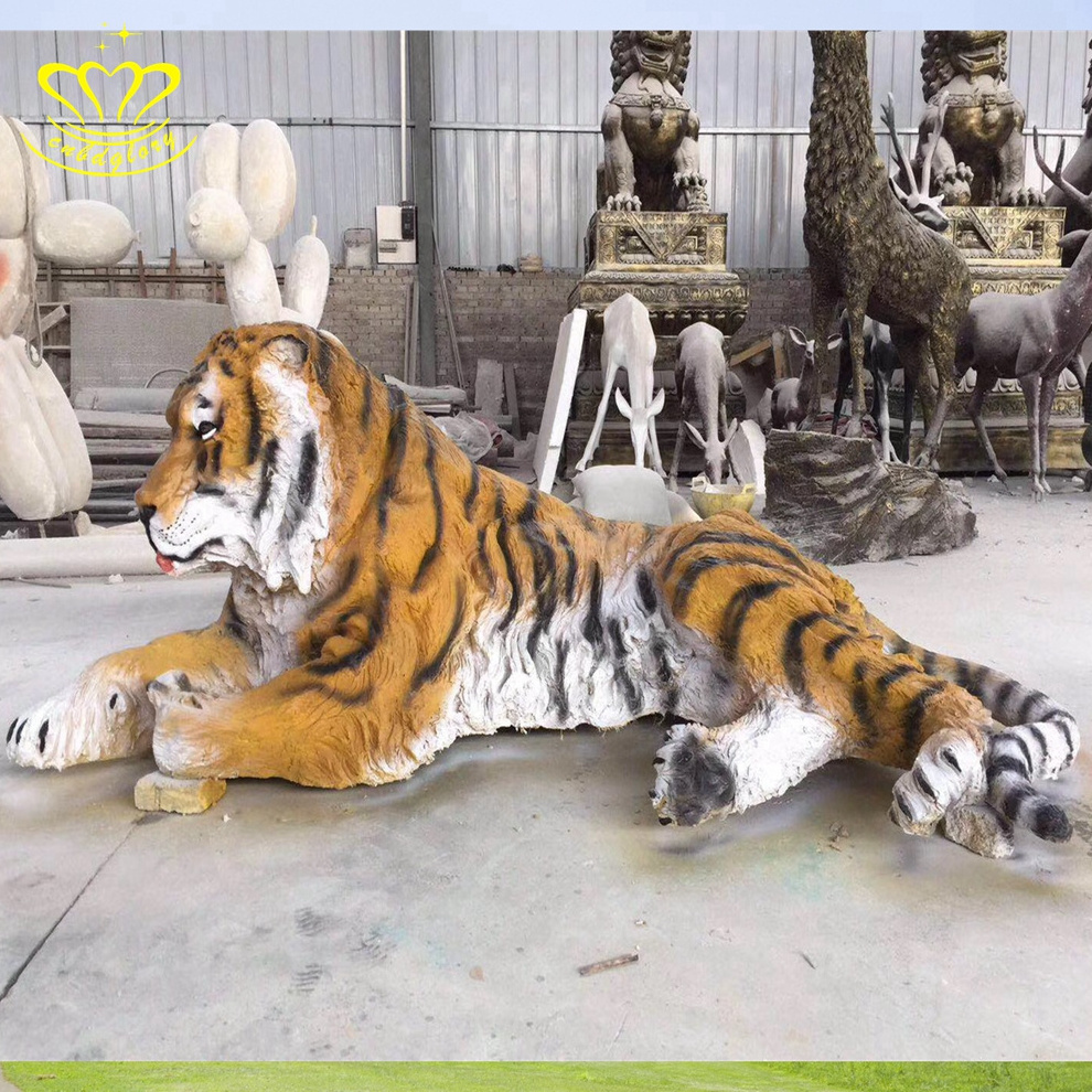 Custom child amusement park garden Street Landscape Decoration Design High Quality Life Size Fiberglass Tiger Statue