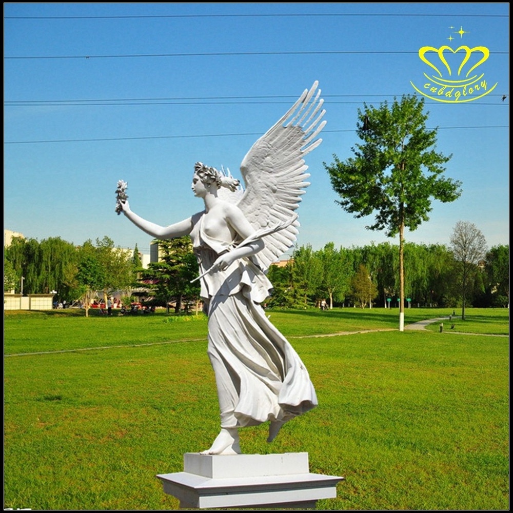 Western style garden Street Landscape Design Luxury Stone art sculpture marble winged Victory statue