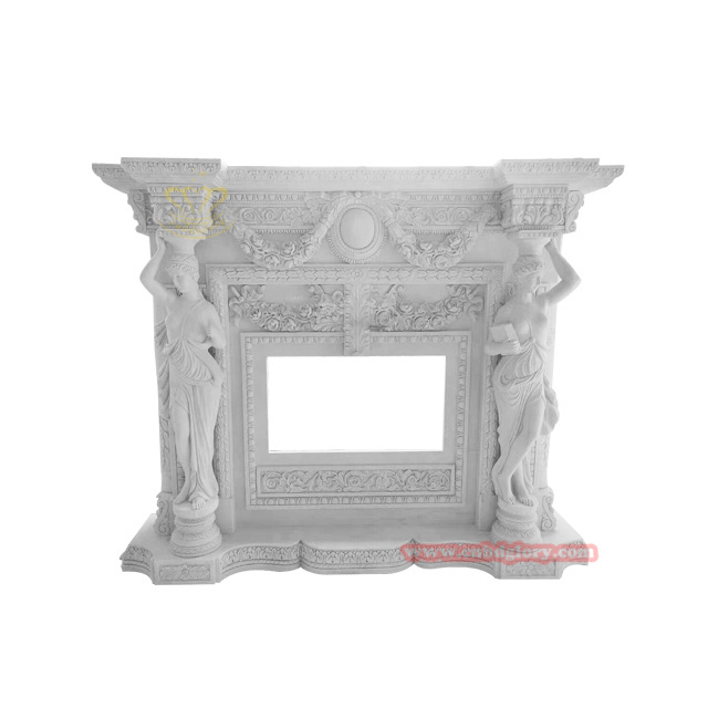 Factory price modern indoor decorative mantel design stone art sculpture carrara marble Victorian fireplace surround