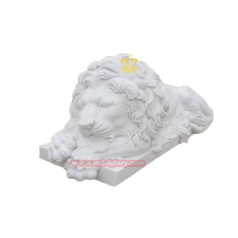 Outdoor Hotel Villa garden Street Landscape decoration Design stone art Sculpture Hand Carved marble Sleeping Lion Statue