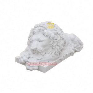 Outdoor Hotel Villa garden Street Landscape decoration Design stone art Sculpture Hand Carved marble Sleeping Lion Statue