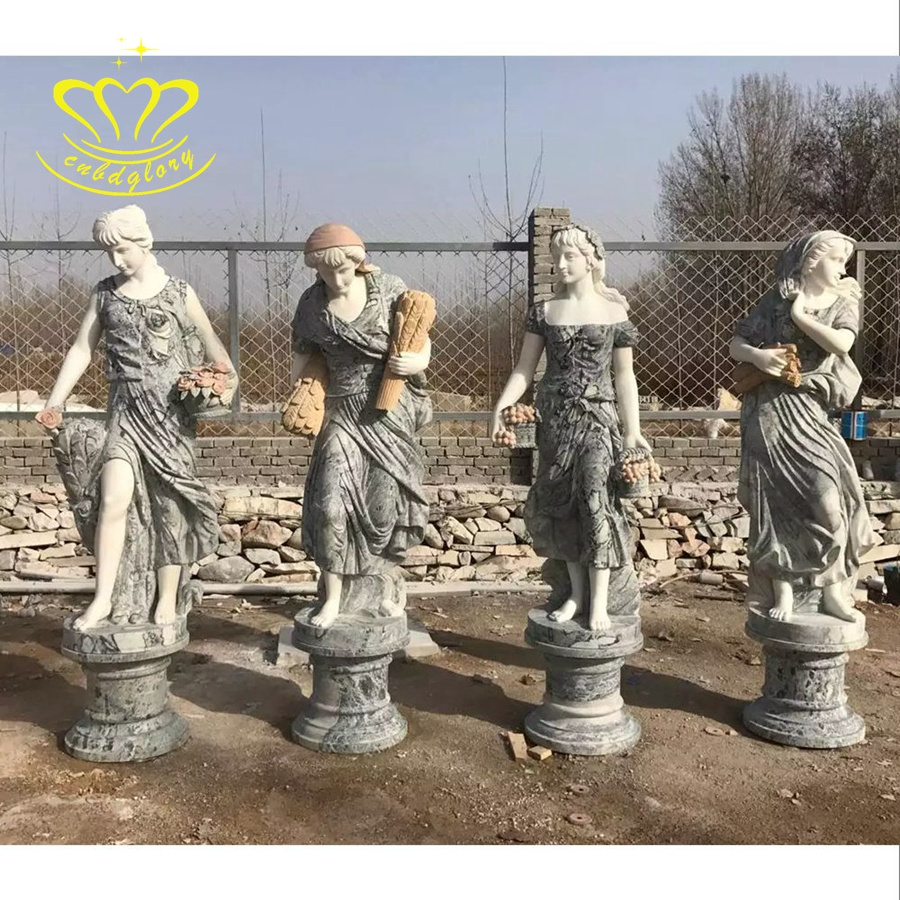 Hot Sale Hotel Villa garden Landscape decoration Design stone crafts art sculpture Marble Four Season Goddess Statues