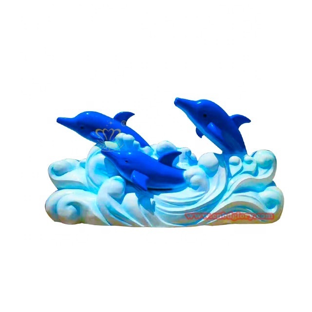 Outdoor amusement park water feature Landscape Design art sculpture Colorful Fiberglass cartoon Dolphin Statue