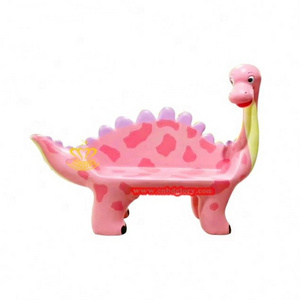 Amusement park plaza garden street landscape decoration design art Sculpture Fiberglass Cartoon Pink Dinosaur art Chair