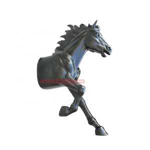 Outdoor Garden Street Landscape Design Wall art hanging decoration sculpture Fiberglass Silver Horse Head Statue