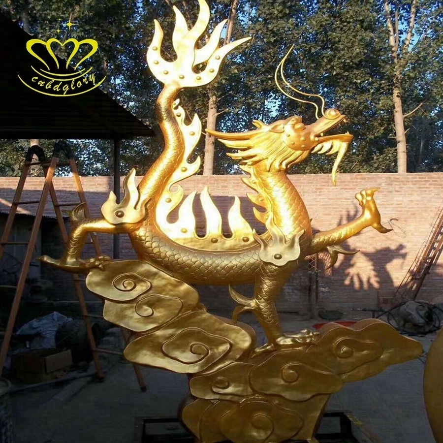 Garden Outdoor water feature Landscape decoration Design Metal crafts art Sculpture Golden Bronze Dragon Statue