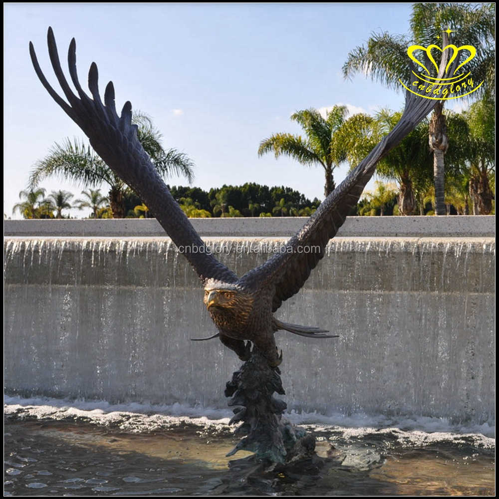 Outdoor Garden water feature Decor Sculpture Hot Sale metal art Bronze Eagle statues