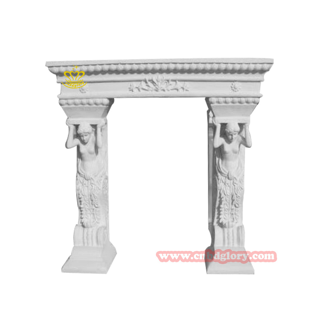 Factory price modern indoor decorative mantel design stone art sculpture carrara marble Victorian fireplace surround