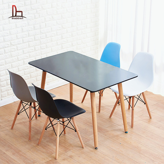 Wholesale Mesas Y Sillas Dinning Room Restaurant Modern Black Wooden 4 Chairs Woody Dinner Dinning Kitchen Table Set