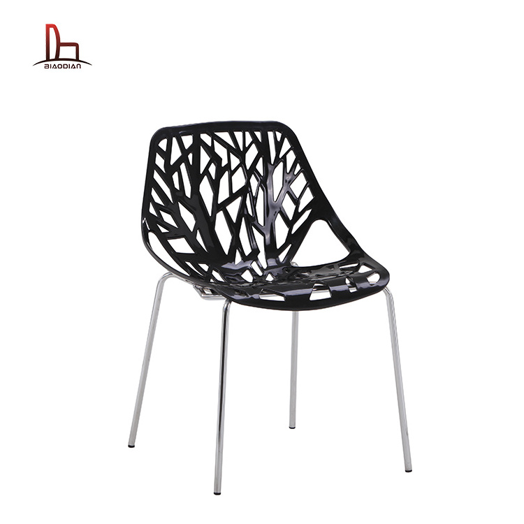 OEM Bazhou Factory Furniture Plastic Seat Tree Branch Bird Nest Kitchen Dining Chairs with Metal Legs