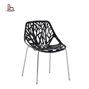 OEM Bazhou Factory Furniture Plastic Seat Tree Branch Bird Nest Kitchen Dining Chairs with Metal Legs