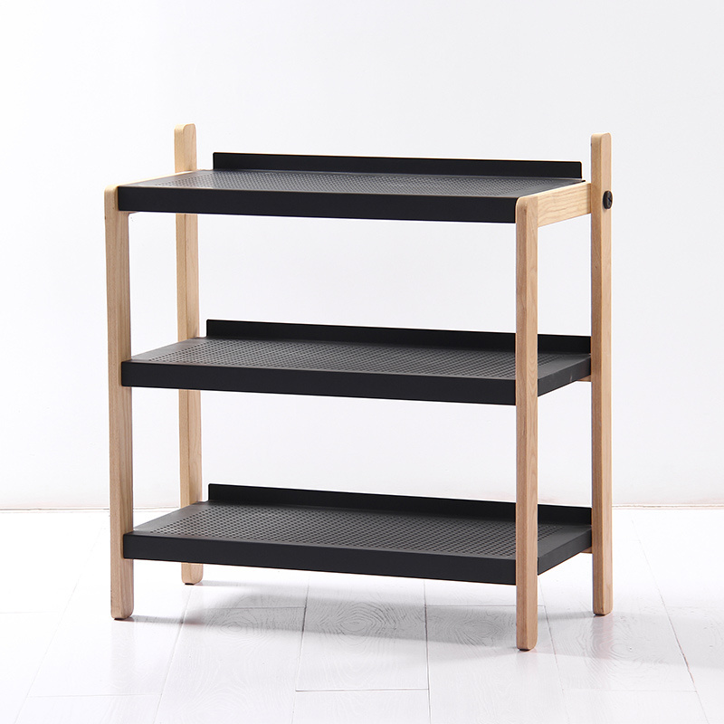 High Quality Living Room Furniture Modern 2 3 tier Metal Shoe Rack With Wood Frame For Home