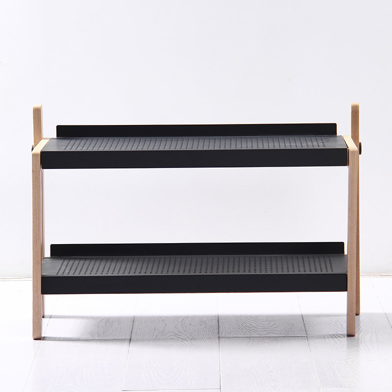 High Quality Living Room Furniture Modern 2 3 tier Metal Shoe Rack With Wood Frame For Home