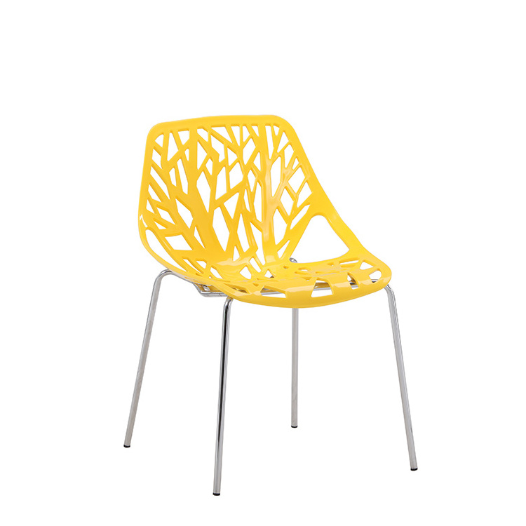 OEM Bazhou Factory Furniture Plastic Seat Tree Branch Bird Nest Kitchen Dining Chairs with Metal Legs