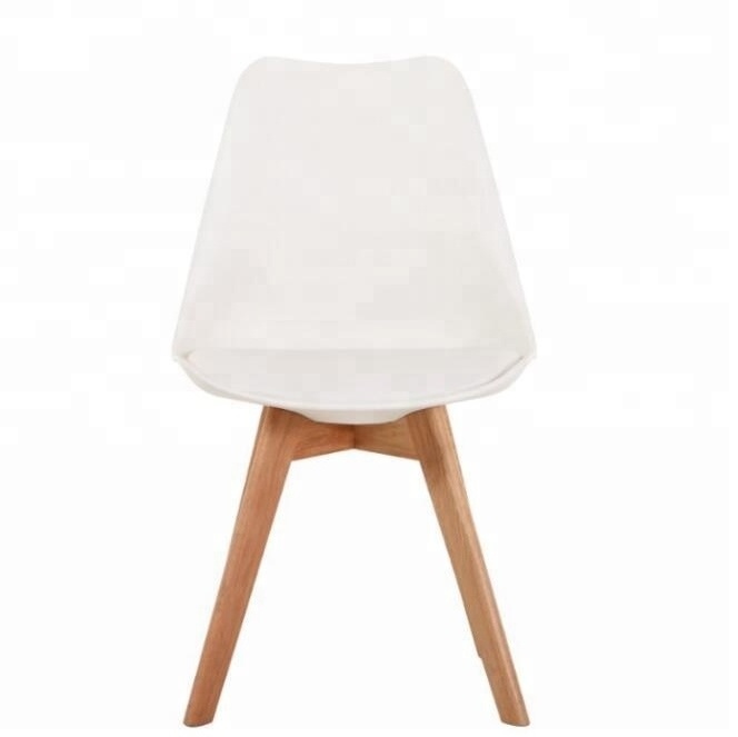 Multifunction wholesale orange plastic back soft cushion seat wooden leg chaise restaurant dining chairs