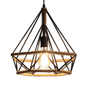 Nordic Loft Industrial Retro Lighting Black Hemp Rope Vintage Country Chandelier Modern Dining Room Lights