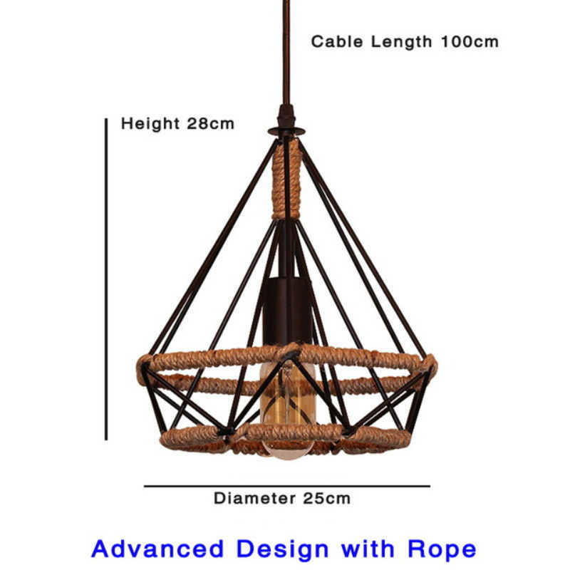 Nordic Loft Industrial Retro Lighting Black Hemp Rope Vintage Country Chandelier Modern Dining Room Lights