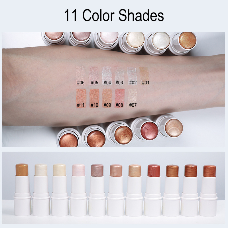 Customized Long Lasting Vegan Waterproof Shimmer Highlighter Makeup Cream Highlighter Stick Make Up Color Stick Highlighter