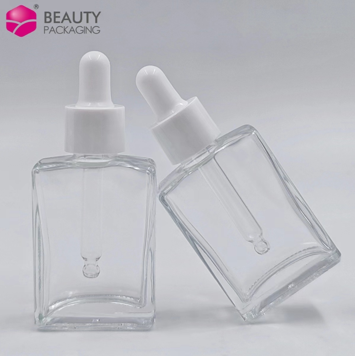 10ml 15ml 30ml 50ml rectangular beard essential oil bottles transparent square glass serum hair oil dropper bottles